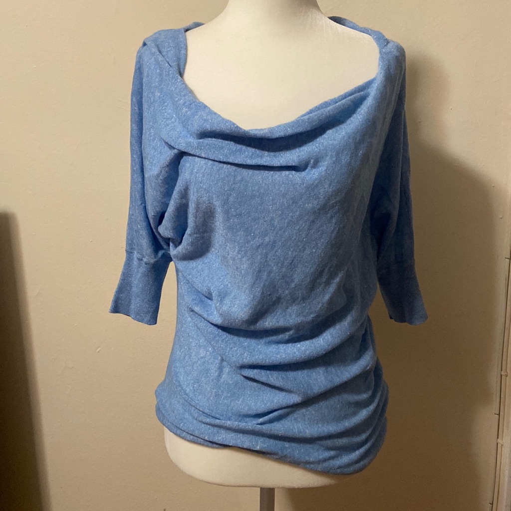 Light Blue Draped Boatneck Women's Top